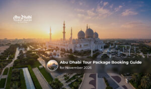 A November 2026 holiday itinerary showcasing Abu Dhabi landmarks and experiences.