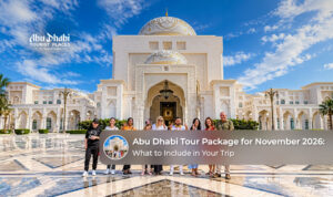 Travellers enjoying Abu Dhabi landmarks and attractions during a November holiday.