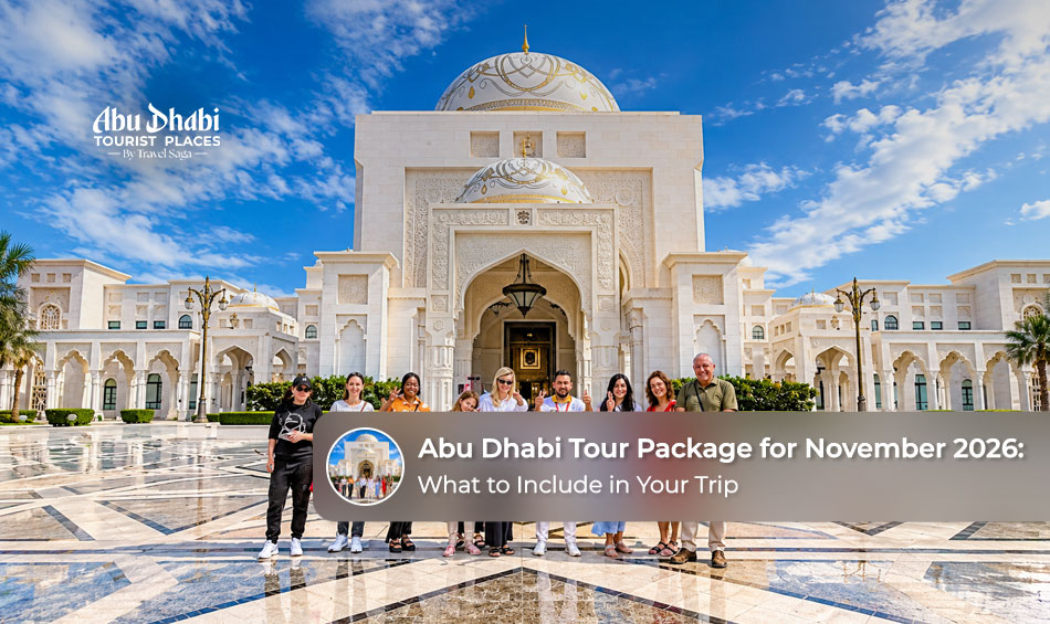 Travellers enjoying Abu Dhabi landmarks and attractions during a November holiday.