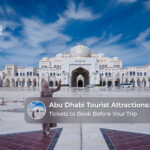 Travellers visiting iconic landmarks and cultural attractions across Abu Dhabi.