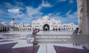 Travellers visiting iconic landmarks and cultural attractions across Abu Dhabi.