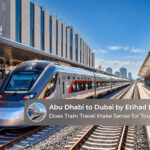 Etihad Rail train connecting Abu Dhabi and Dubai for tourists exploring the UAE