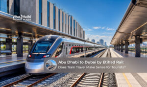 Etihad Rail train connecting Abu Dhabi and Dubai for tourists exploring the UAE