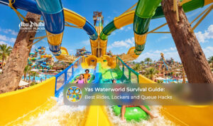 Yas Waterworld Abu Dhabi survival guide featuring thrilling water slides, locker facilities and tips for avoiding long queues